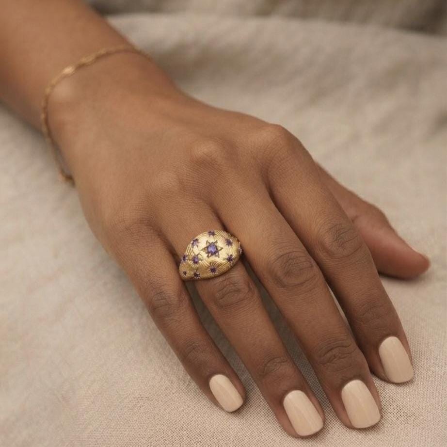 Celestial Star Purple Stone Dome Ring — image 1