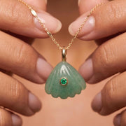 Green Aventurine Shell Gold Necklace — image 1