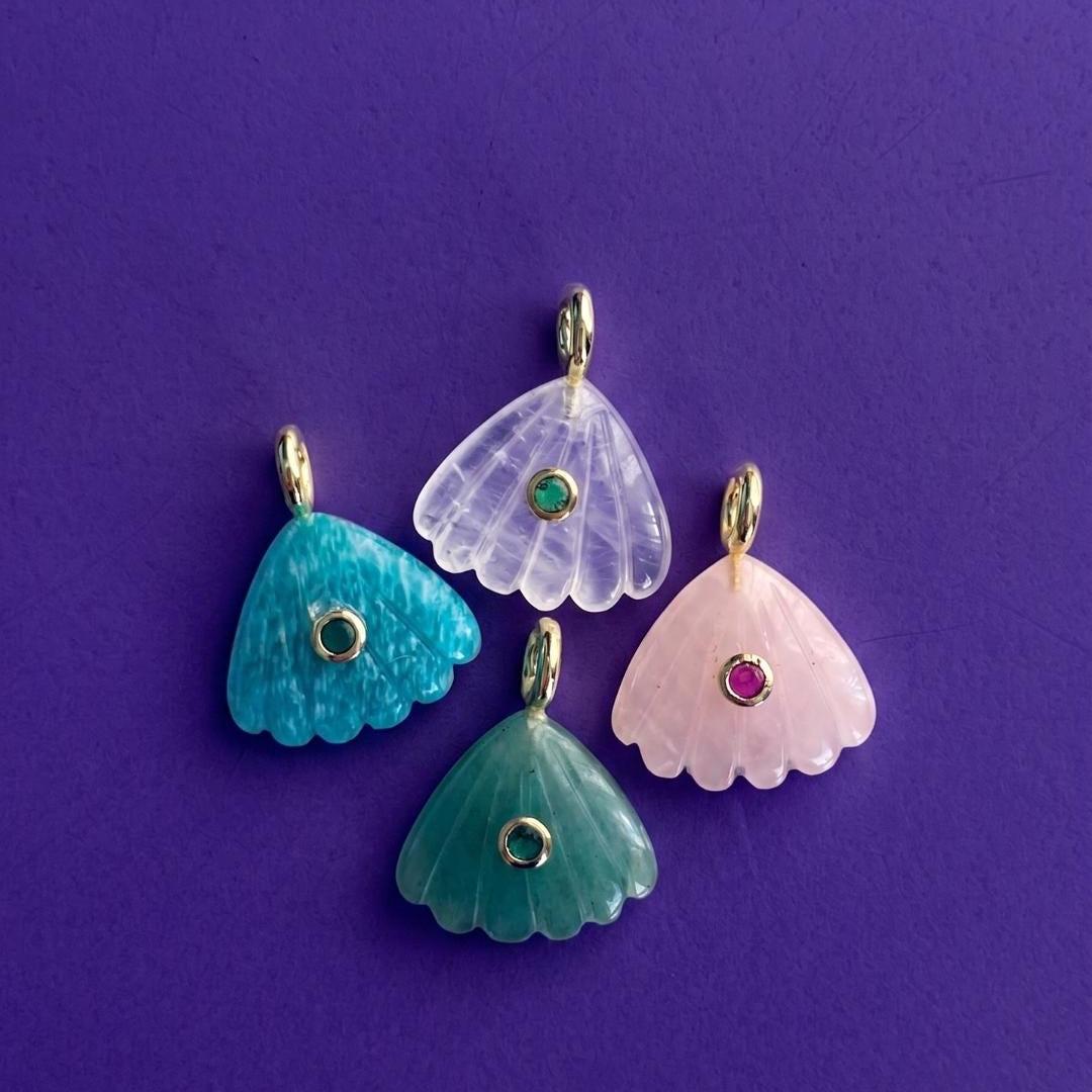 Green Aventurine Shell Gold Necklace — image 5