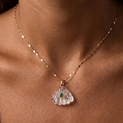 Rock Crystal Shell Layered Gold Necklace — image 4