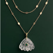 Rock Crystal Shell Layered Gold Necklace — image 8