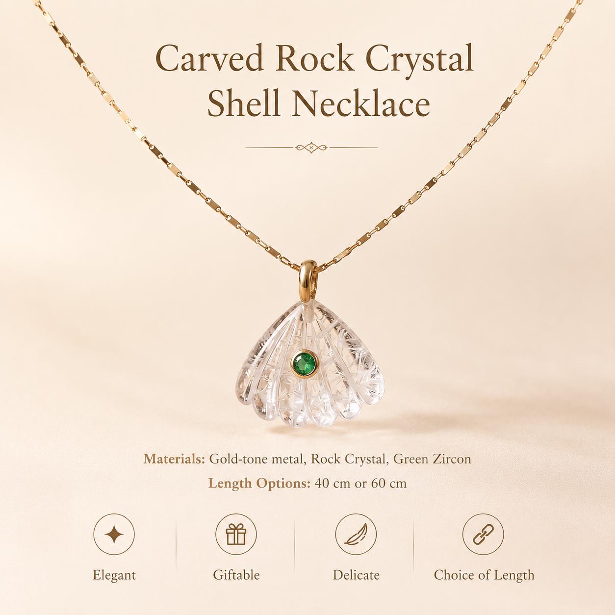 Rock Crystal Shell Layered Gold Necklace — image 3