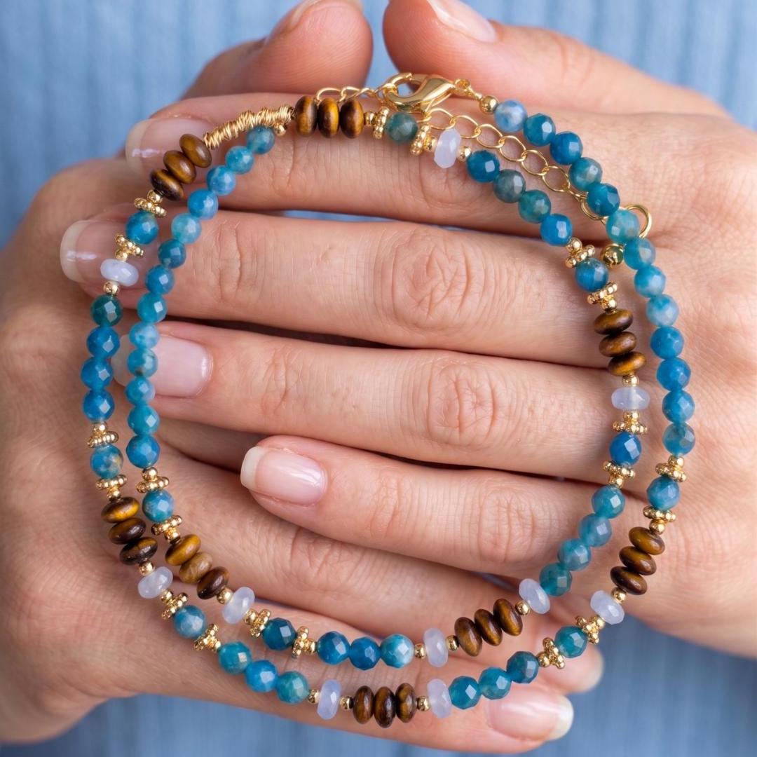 Apatite, Tiger Eye & Pearl Necklace — image 4
