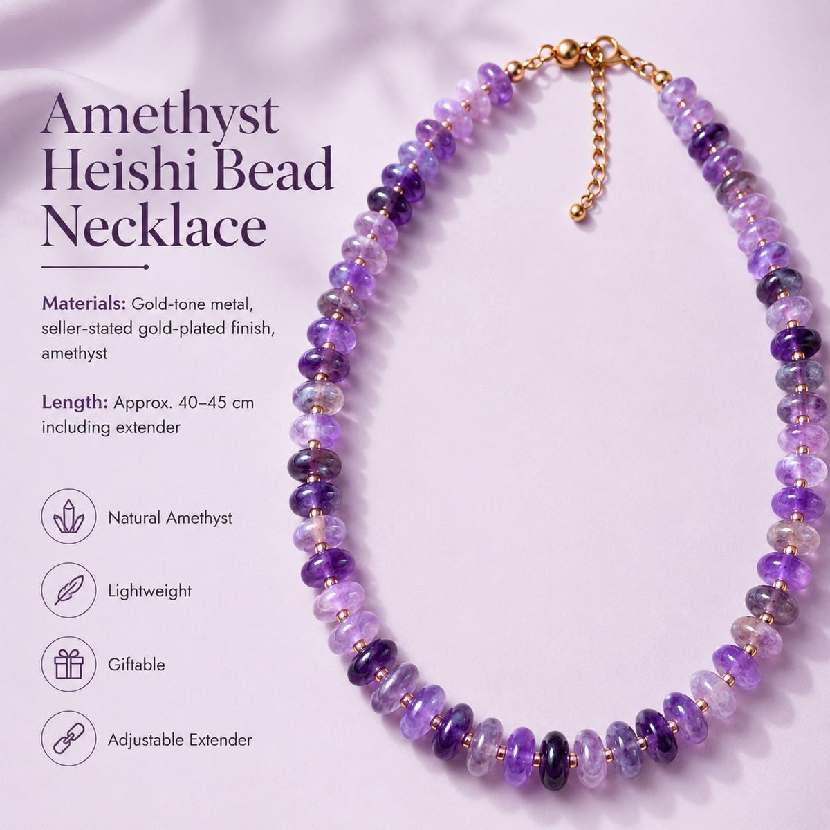Amethyst Heishi Bead Necklace — image 2
