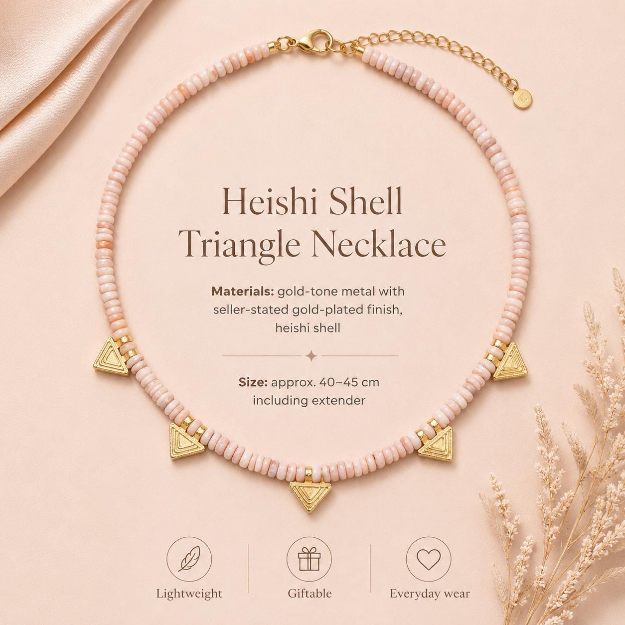 Heishi Shell Triangle Necklace — image 3