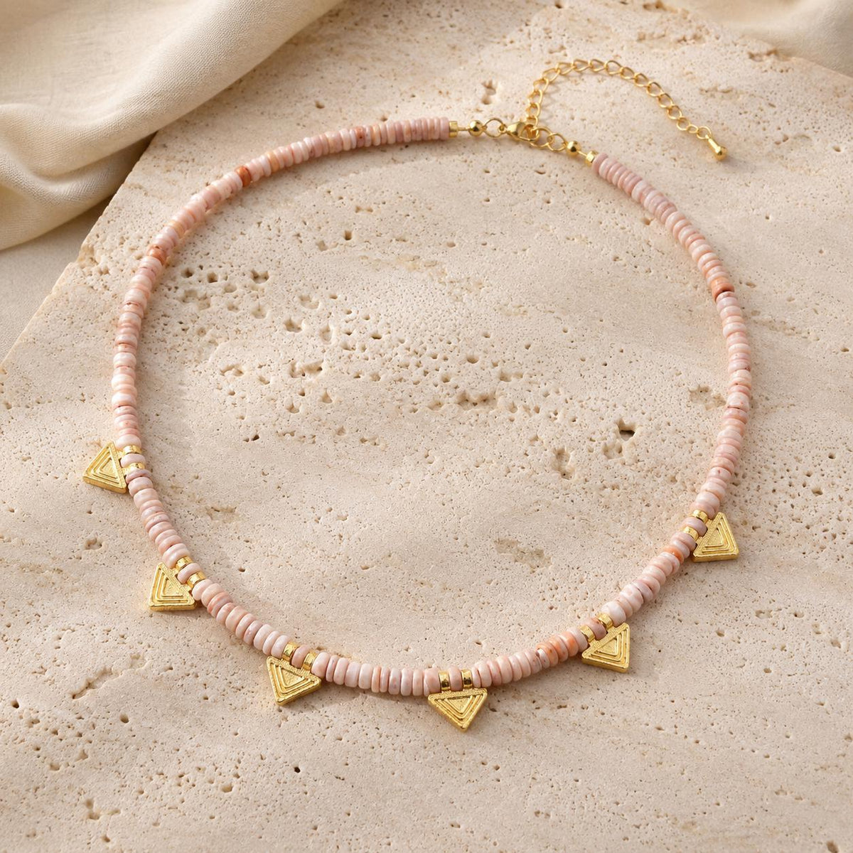 Heishi Shell Triangle Necklace — image 6