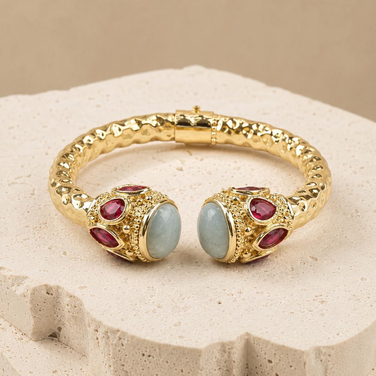 Aquamarine or Malachite Gold Bangle — image 9