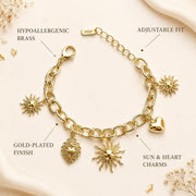 Sun & Heart Charm Gold Bangle — image 7