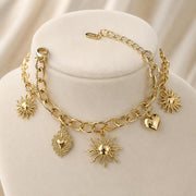 Sun & Heart Charm Gold Bangle — image 10