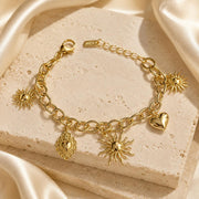Sun & Heart Charm Gold Bangle — image 8