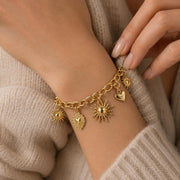 Sun & Heart Charm Gold Bangle — image 3