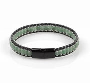 Green Aventurine & Hematite Leather Bracelet — image 3
