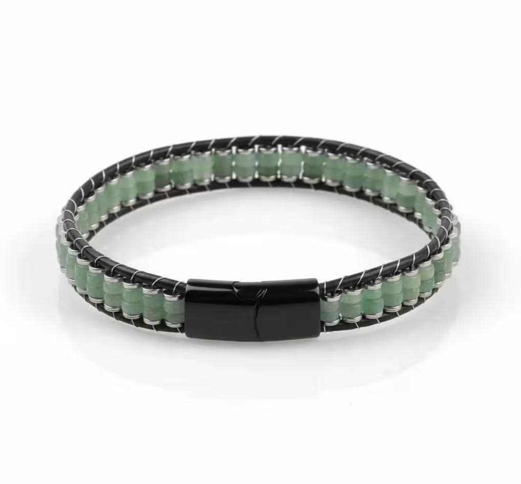 Green Aventurine & Hematite Leather Bracelet — image 3