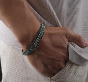 Green Aventurine & Hematite Leather Bracelet — image 1